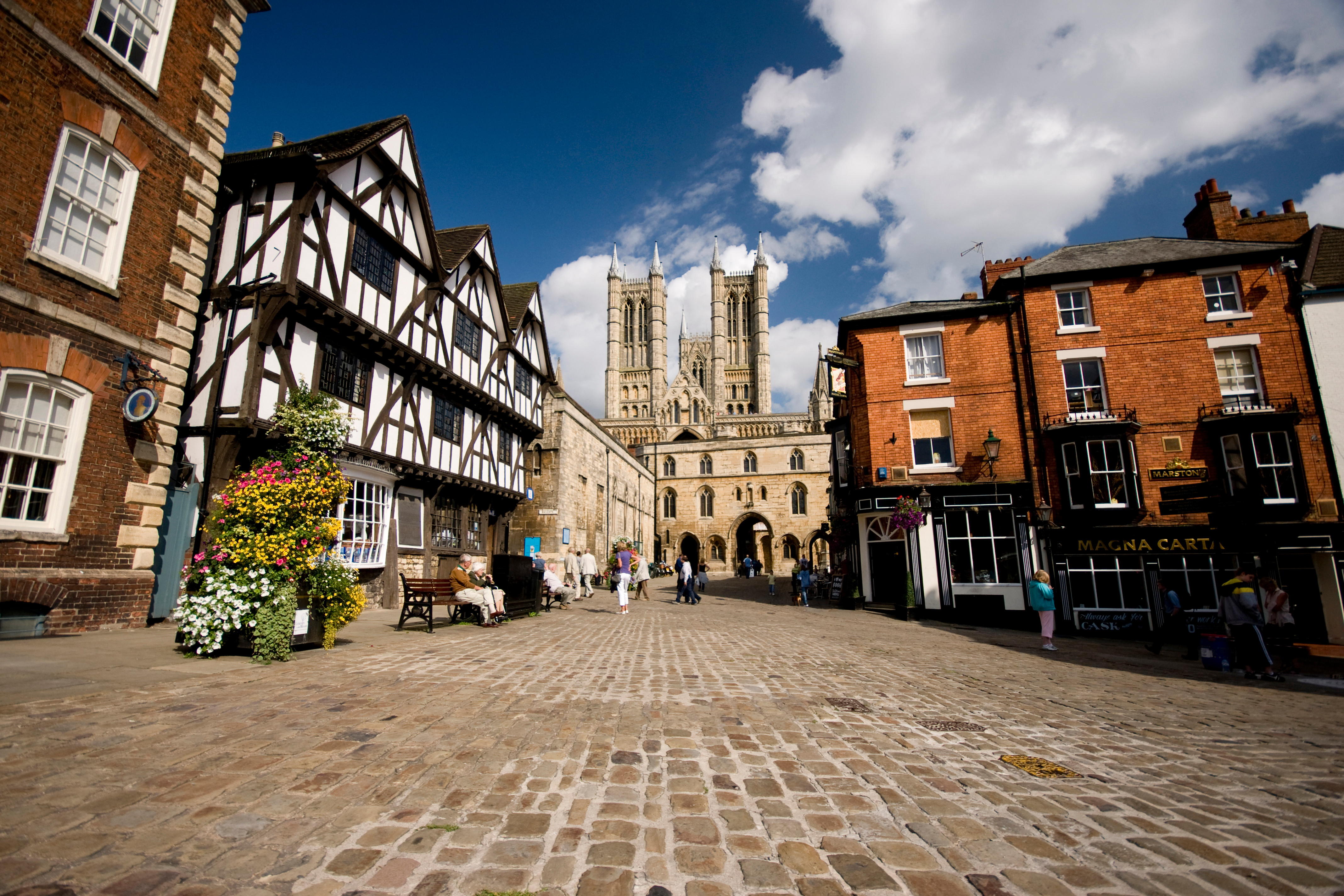 A view of the Cathedral in Castle Square, Lincoln, Lincolnshire